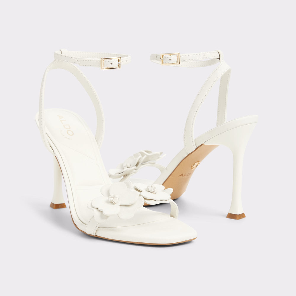 Daisylily White/Bone Women's Heeled sandals - Strappy heeled sandal, Stiletto heel