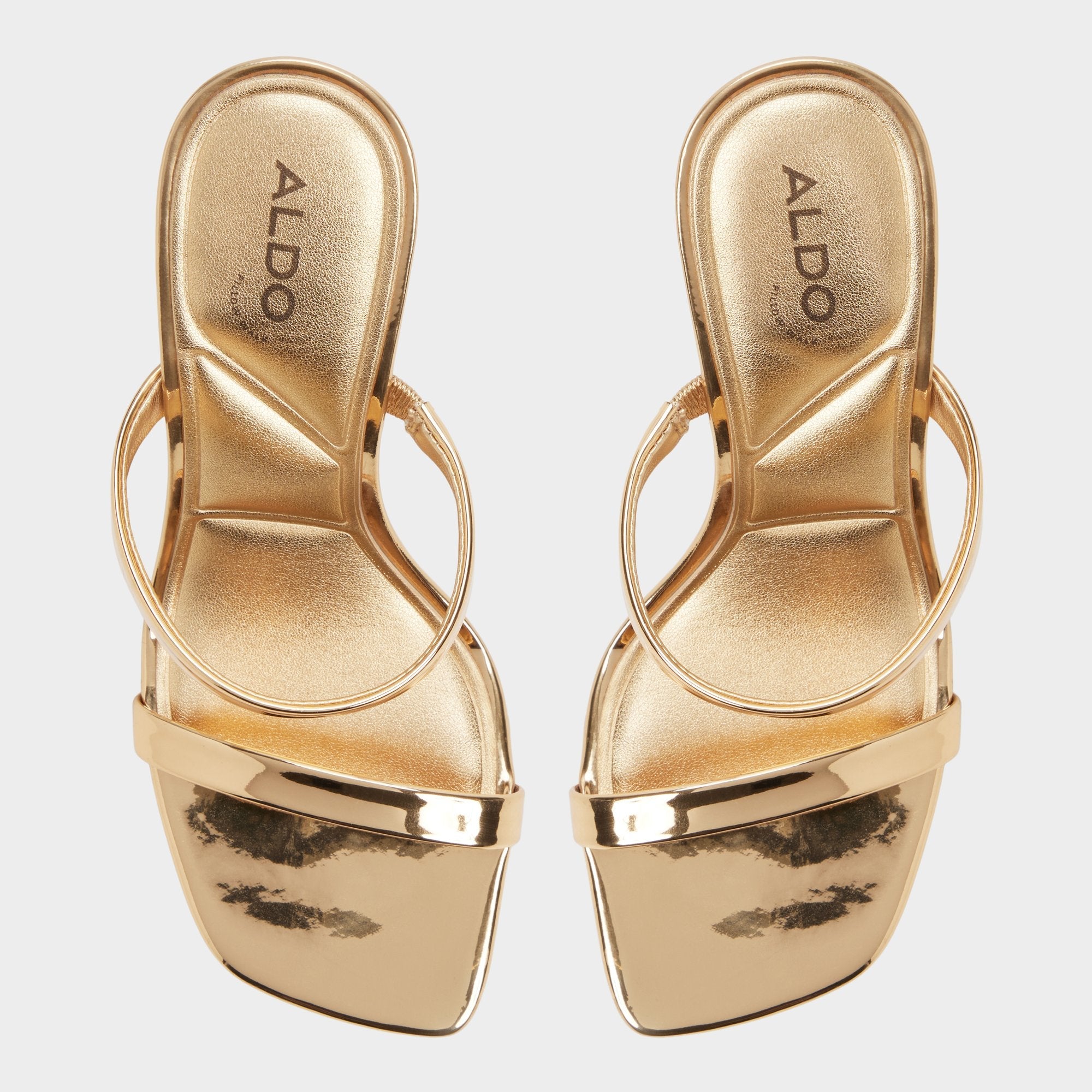 Evalyn in Gold - Strappy heeled sandal, Stiletto heel