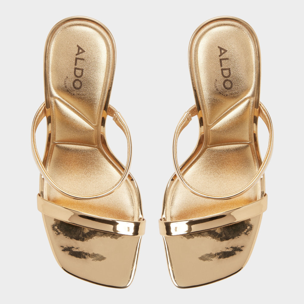 Evalyn in Gold - Strappy heeled sandal, Stiletto heel