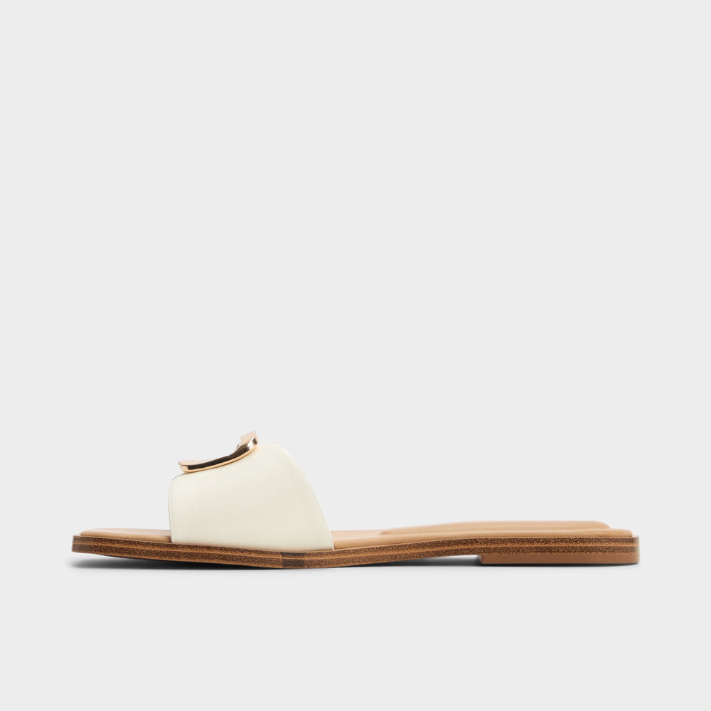 Tidella White Women's Flats - Slide sandal