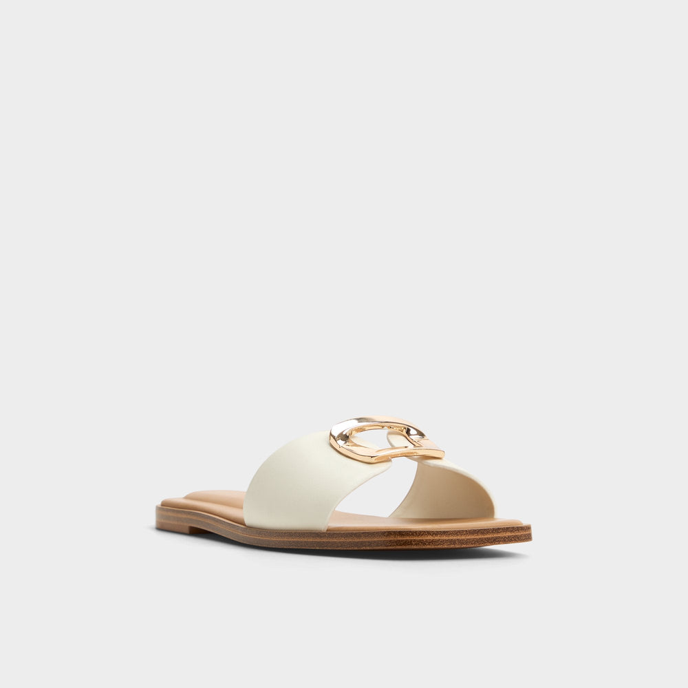Tidella White Women's Flats - Slide sandal