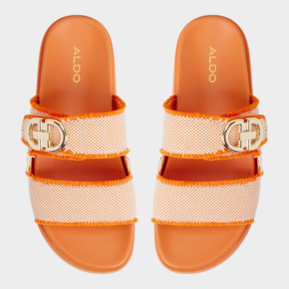 Daisymae Orange Women's Footbed sandals -