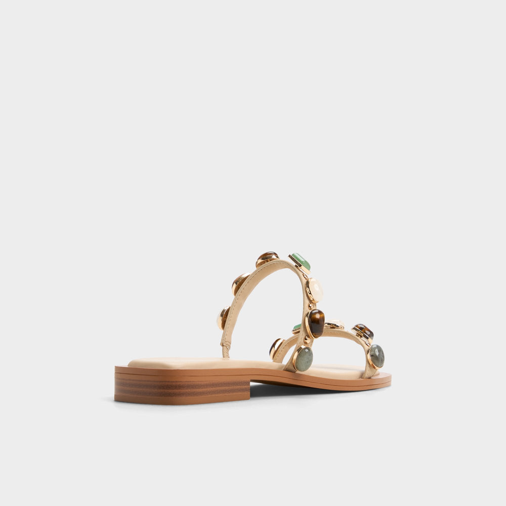 Sapphira Medium Beige Women's Flats - Strappy flat sandal