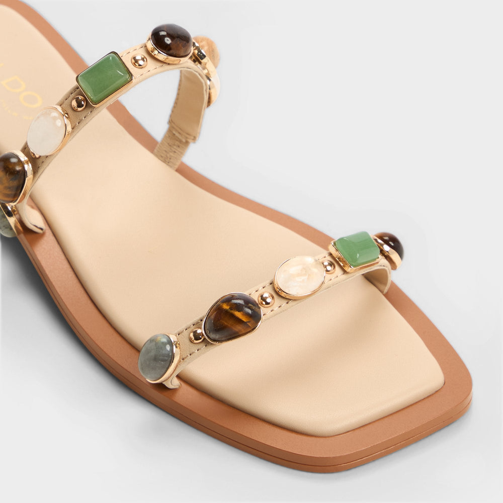 Sapphira Medium Beige Women's Flats - Strappy flat sandal