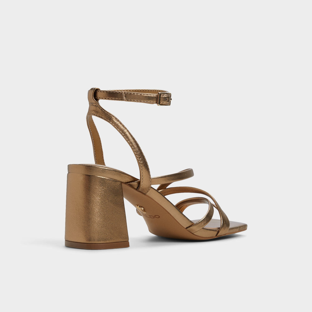 Esther Gold Women's Block heels - Strappy heeled sandal, Block heel
