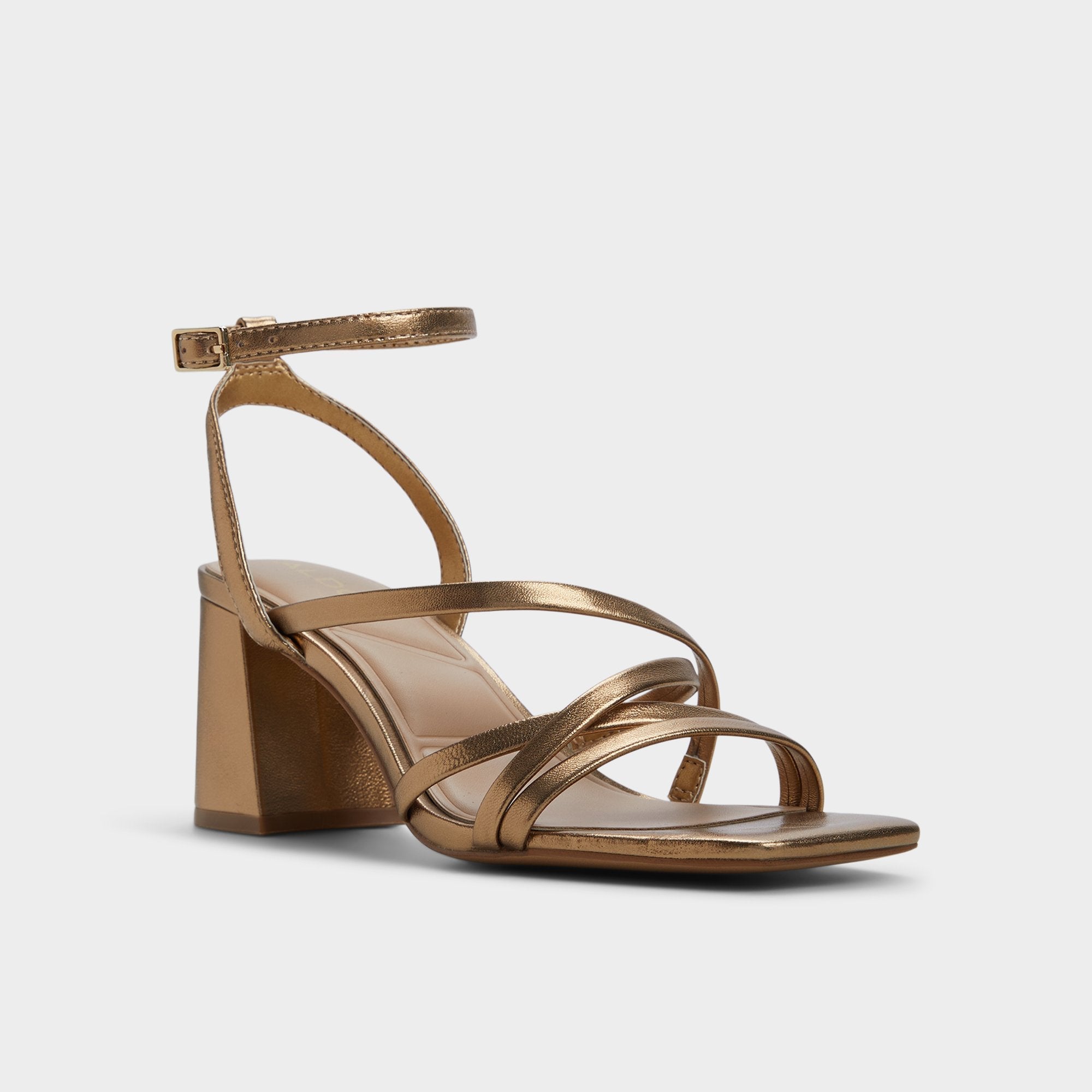 Esther Gold Women's Block heels - Strappy heeled sandal, Block heel