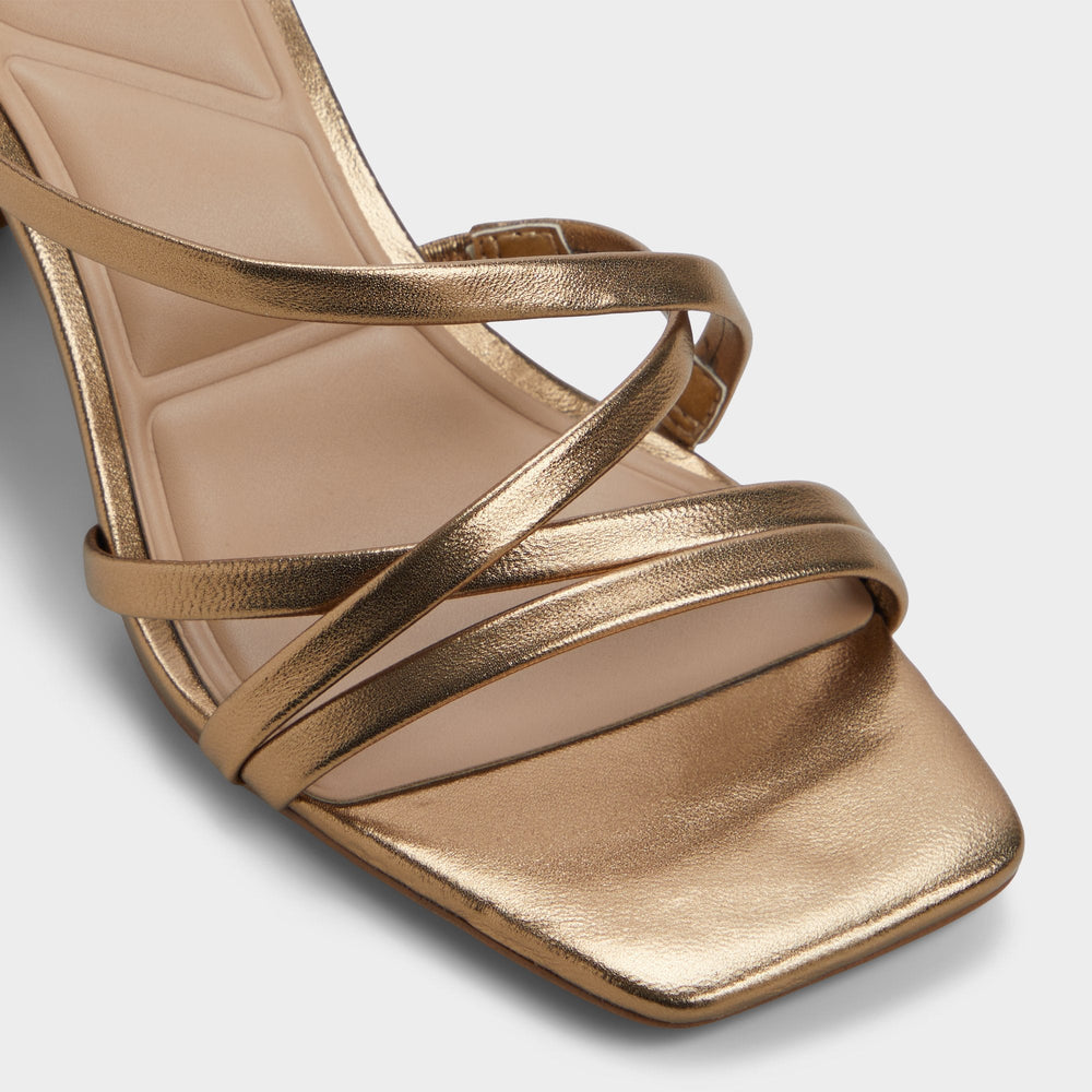 Esther Gold Women's Block heels - Strappy heeled sandal, Block heel