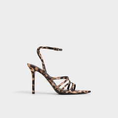 Solania Brown Multi Women's Strappy sandals - Strappy heeled sandal, Stiletto heel