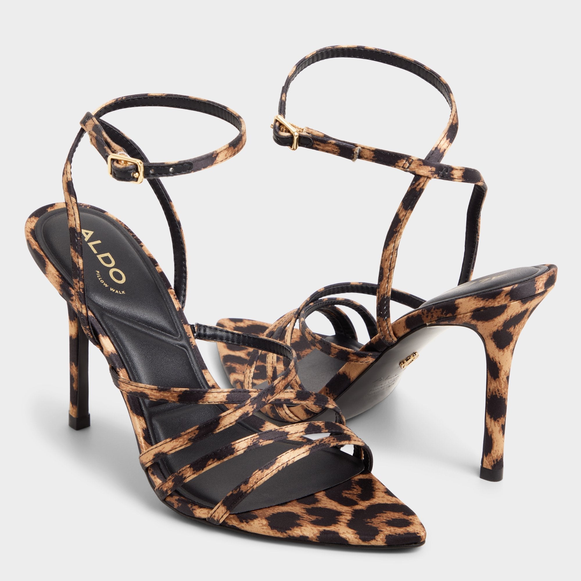 Solania Brown Multi Women's Strappy sandals - Strappy heeled sandal, Stiletto heel