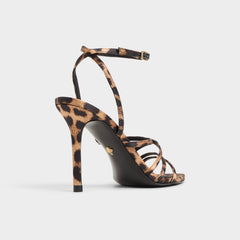 Solania Brown Multi Women's Strappy sandals - Strappy heeled sandal, Stiletto heel