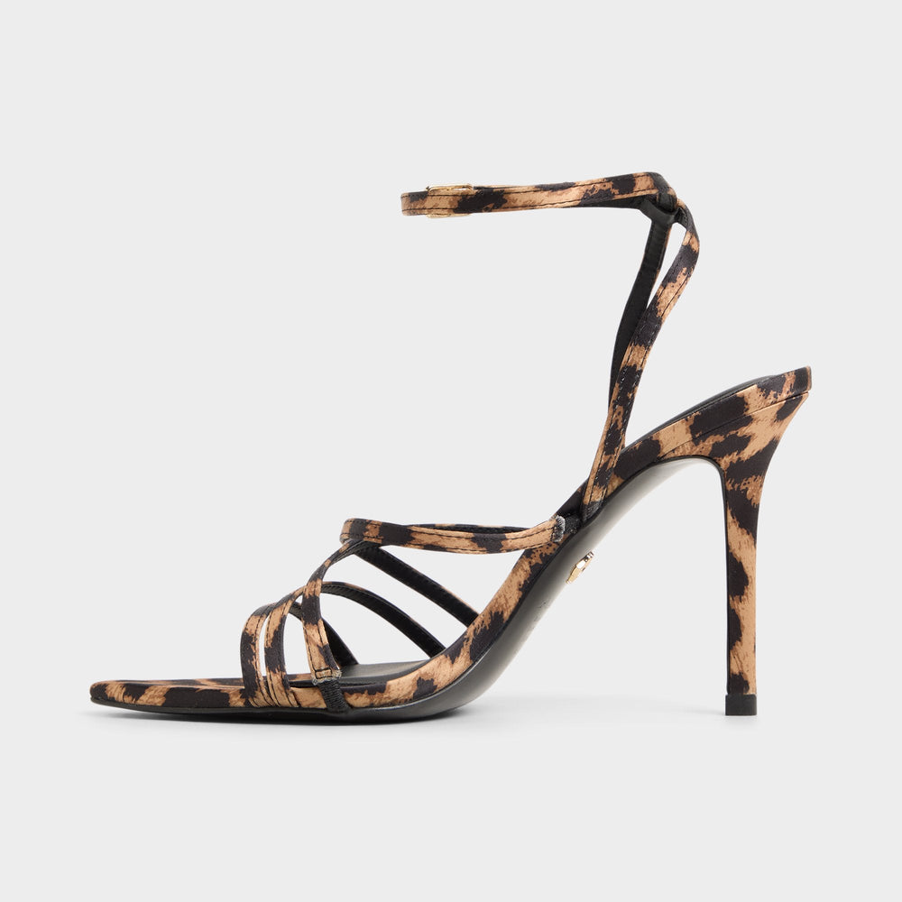 Solania Brown Multi Women's Strappy sandals - Strappy heeled sandal, Stiletto heel
