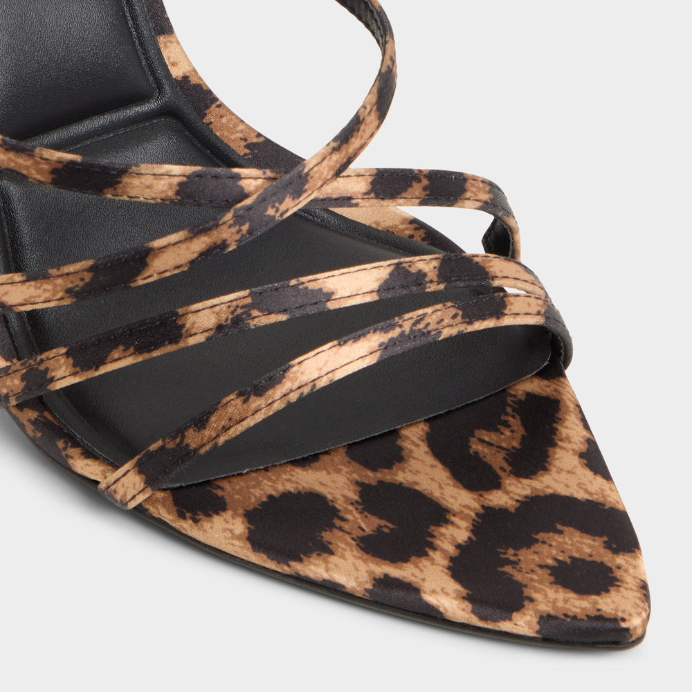 Solania Brown Multi Women's Strappy sandals - Strappy heeled sandal, Stiletto heel