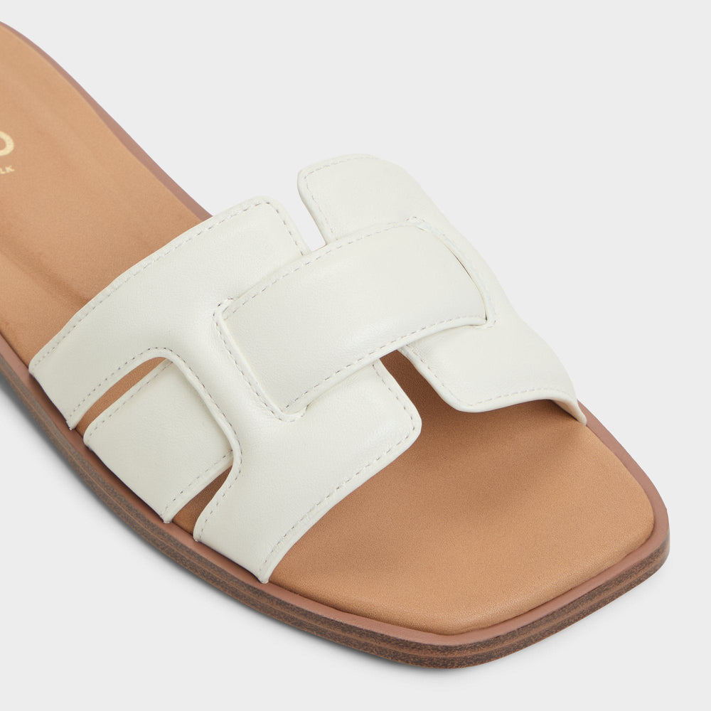 Eleny White Women's Flats - Slide sandal