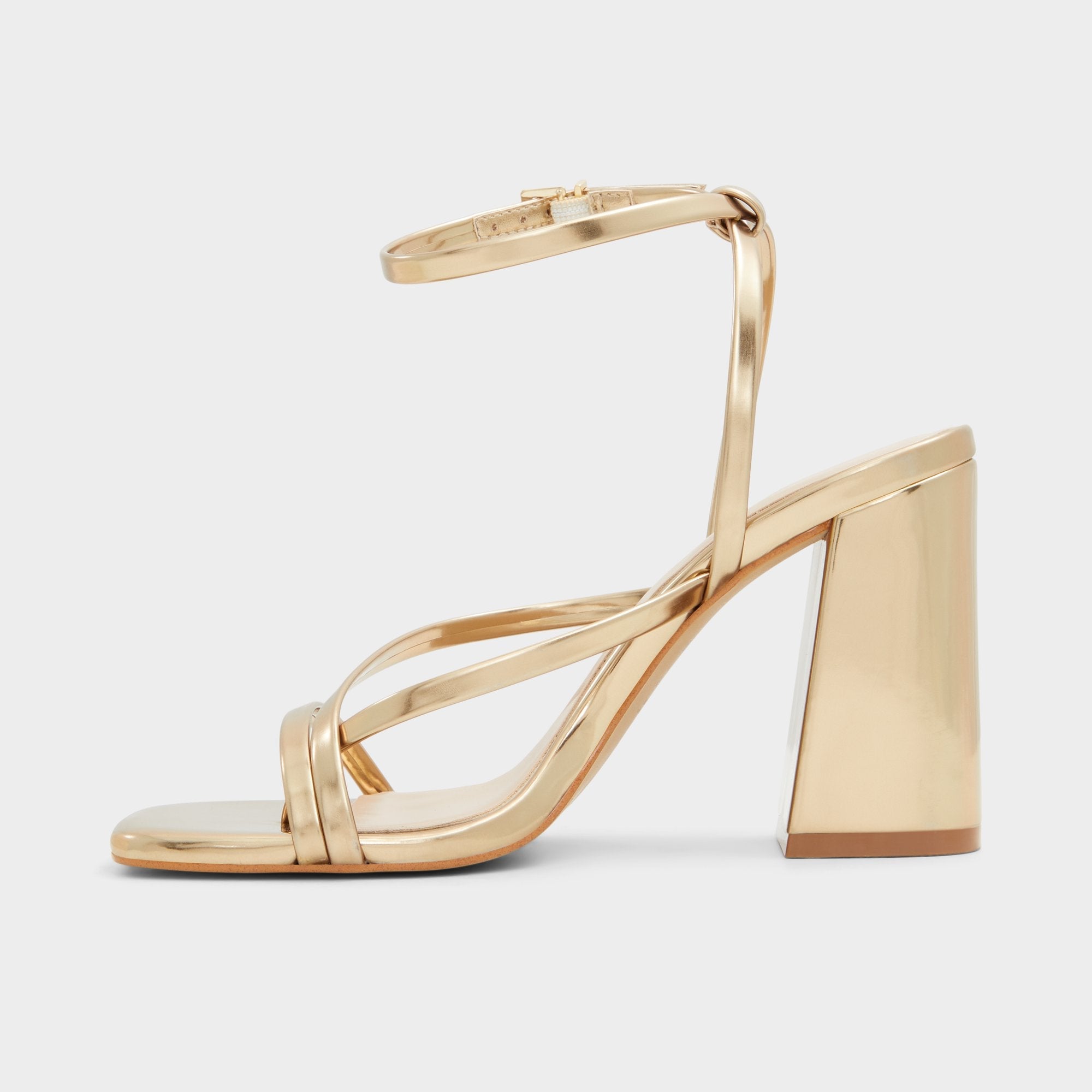 Laurader Gold Women's Block heels - Strappy heeled sandal, Block heel