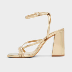 Laurader Gold Women's Block heels - Strappy heeled sandal, Block heel