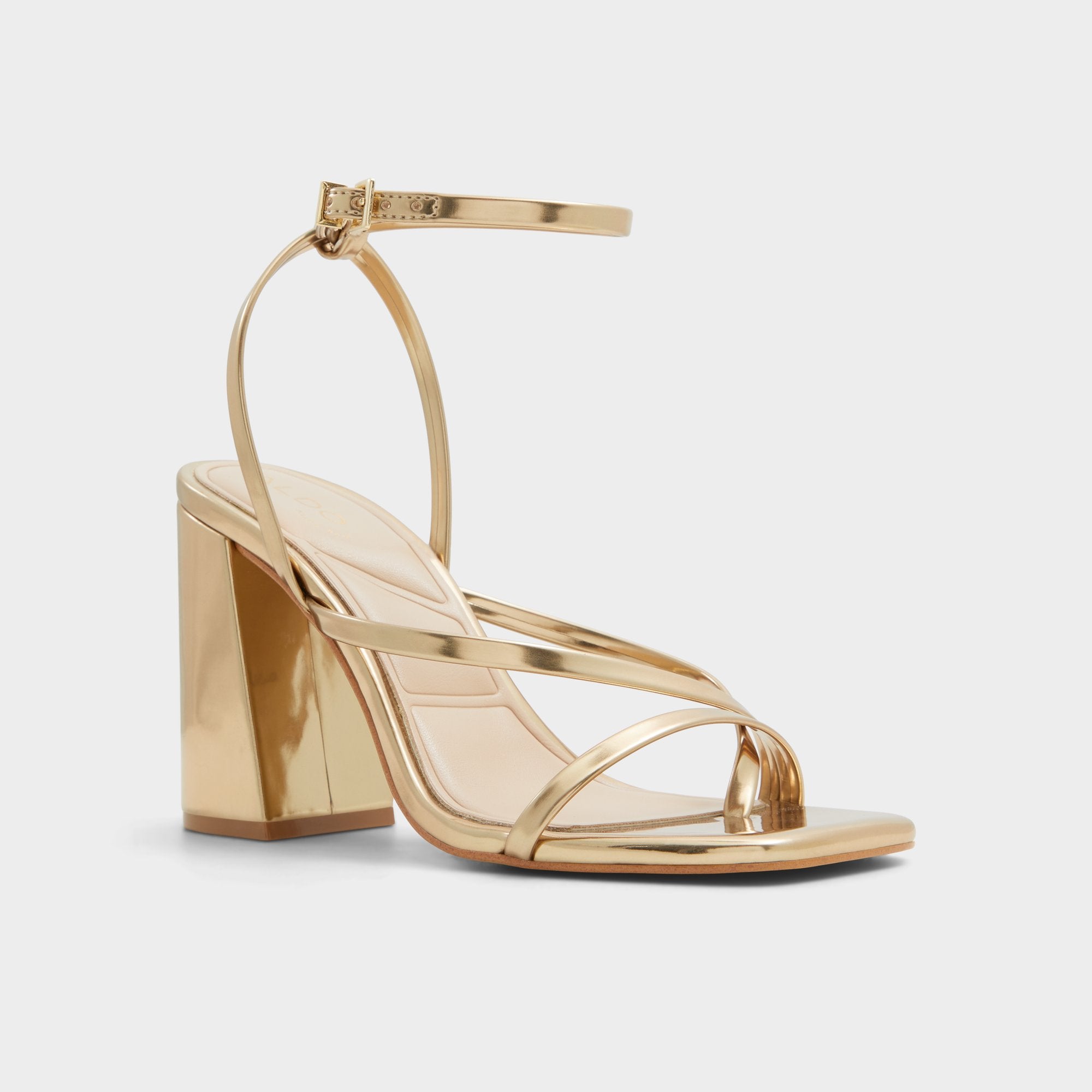 Laurader Gold Women's Block heels - Strappy heeled sandal, Block heel