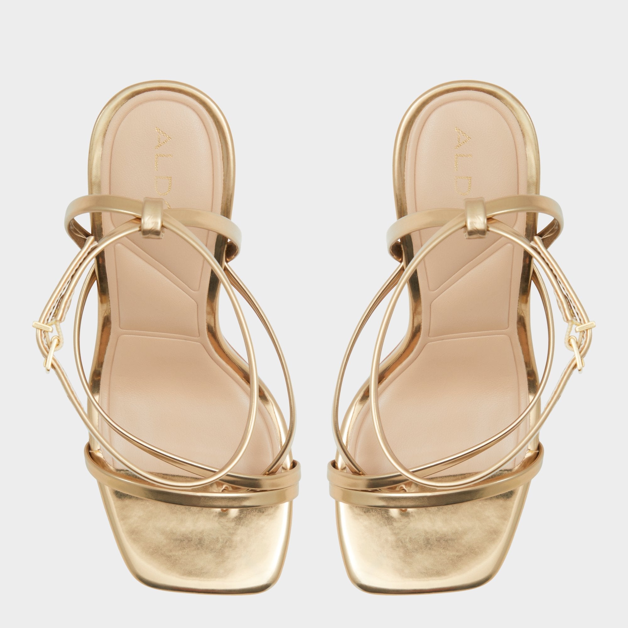 Laurader Gold Women's Block heels - Strappy heeled sandal, Block heel