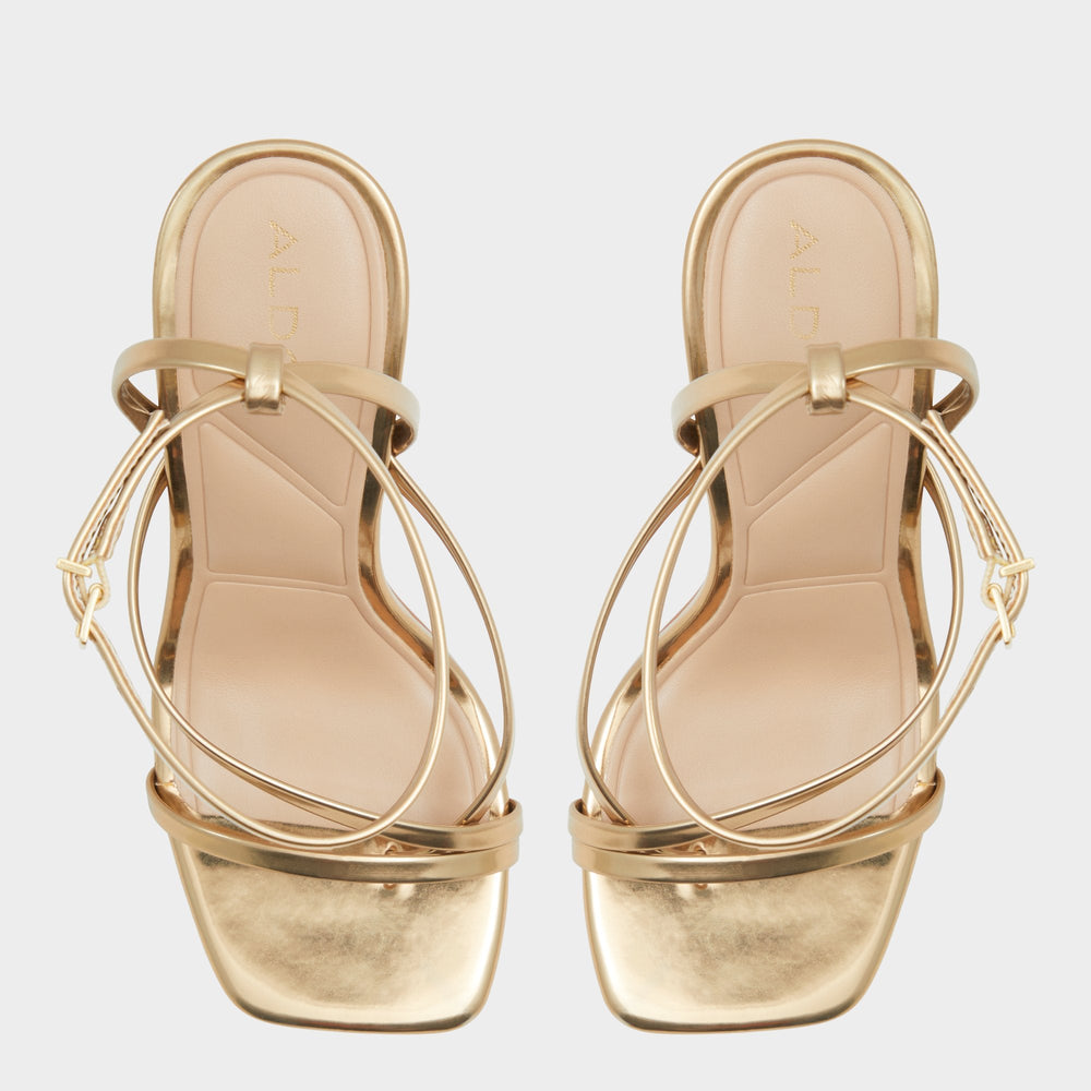 Laurader Gold Women's Block heels - Strappy heeled sandal, Block heel