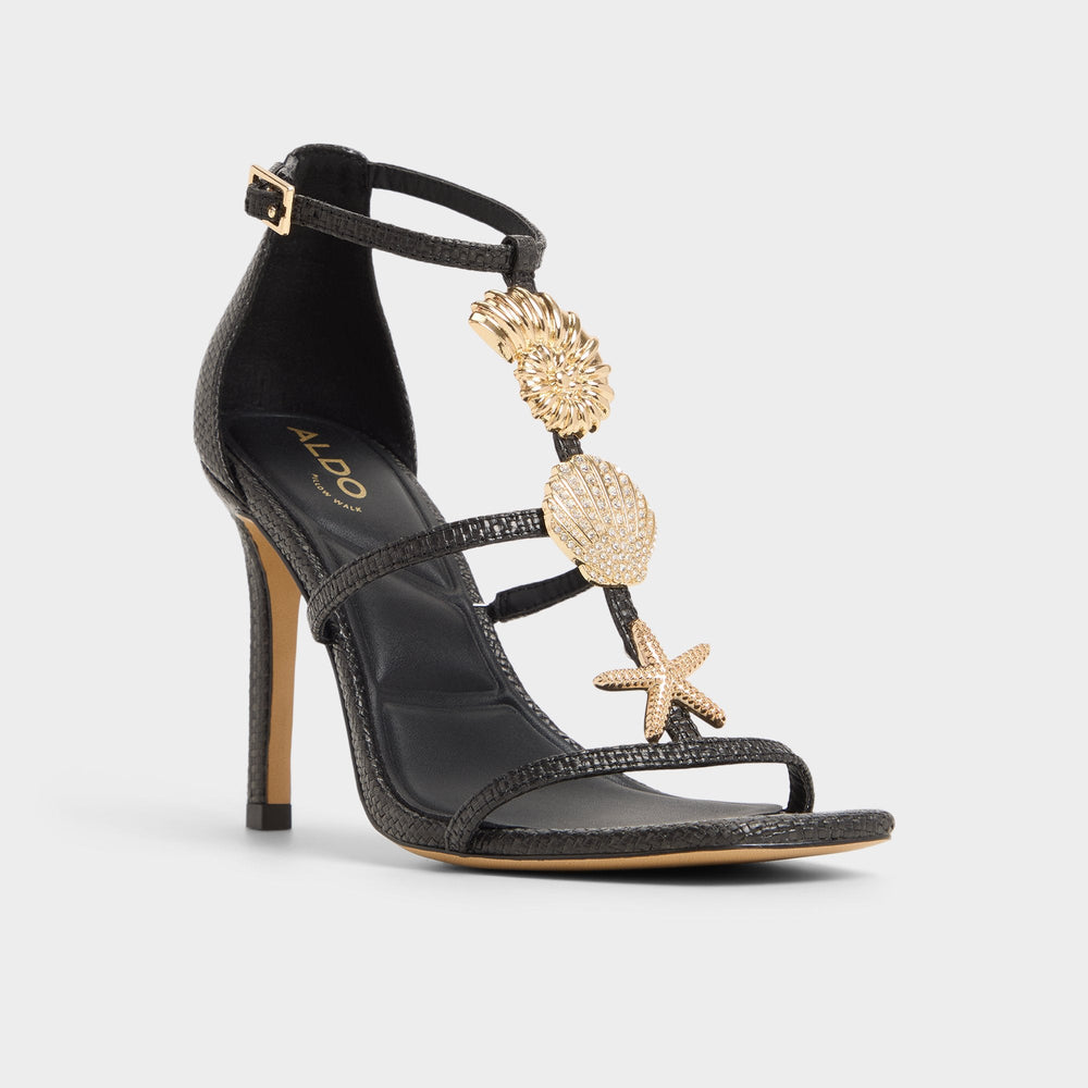 Summerdate Black Women's Strappy sandals - Strappy heeled sandal