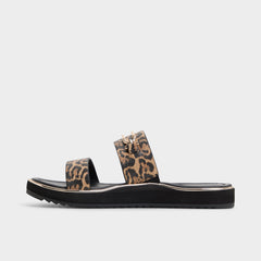 Lagoon Brown Multi Women's Flats - Strappy flat sandal, Footbed sandal