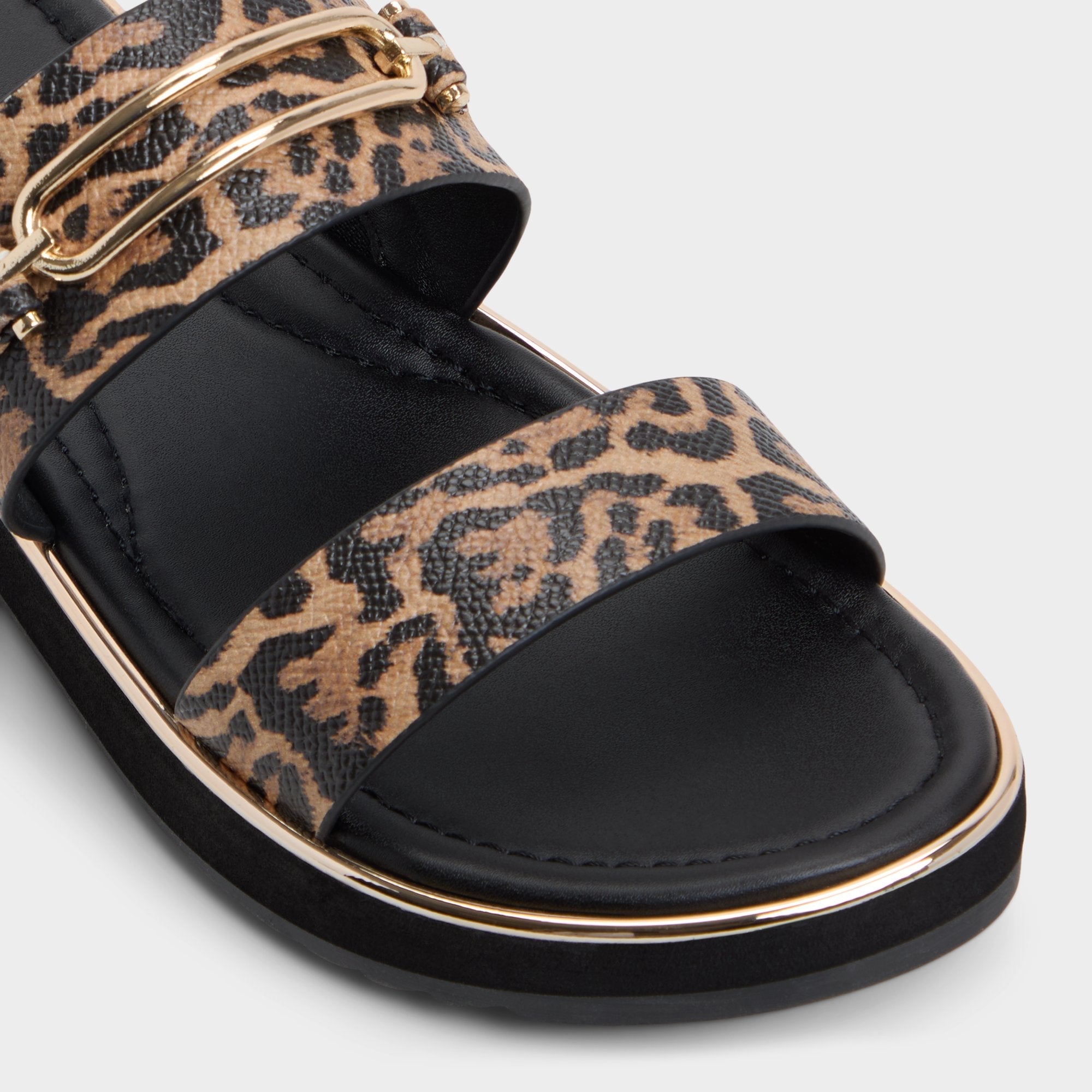 Lagoon Brown Multi Women's Flats - Strappy flat sandal, Footbed sandal