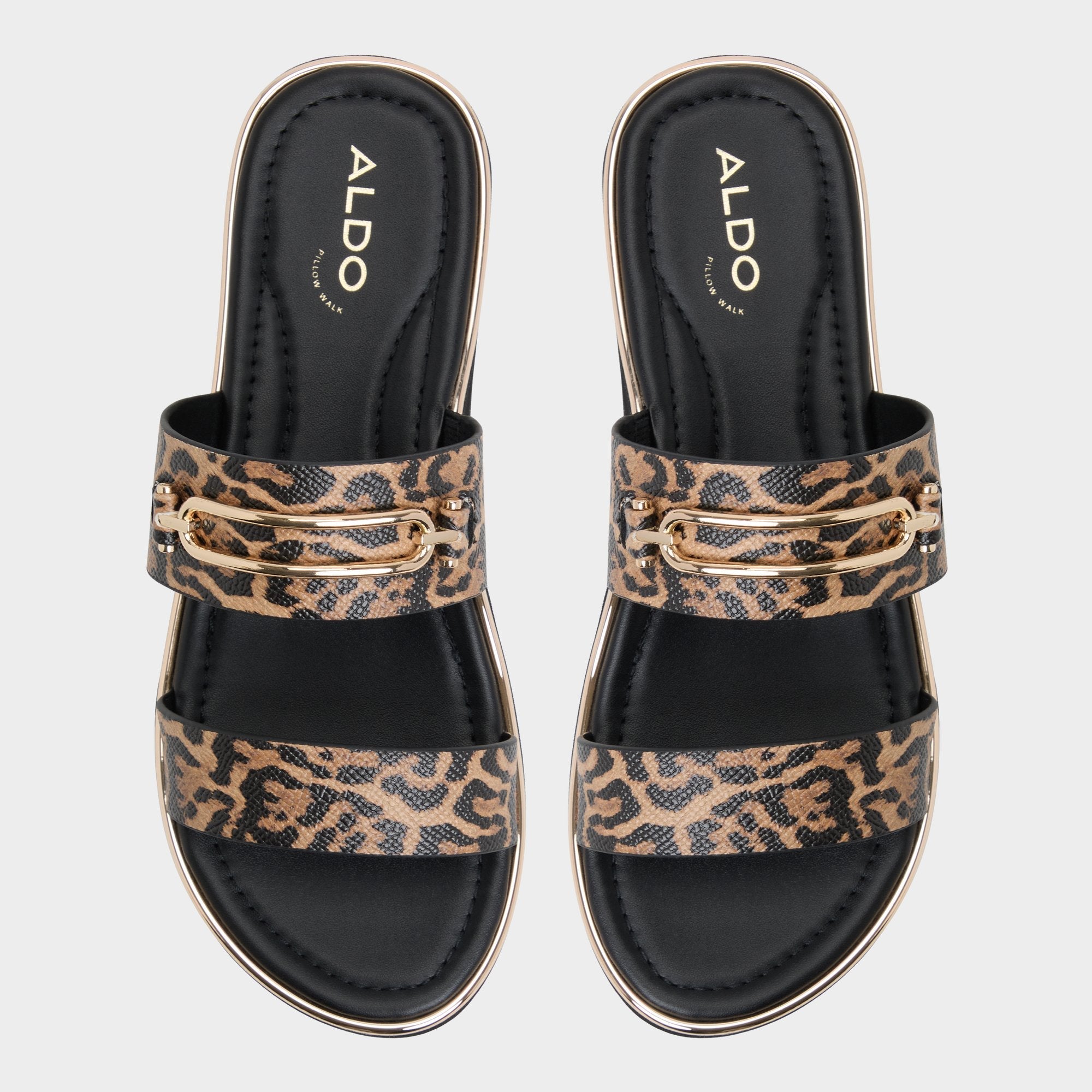 Lagoon Brown Multi Women's Flats - Strappy flat sandal, Footbed sandal
