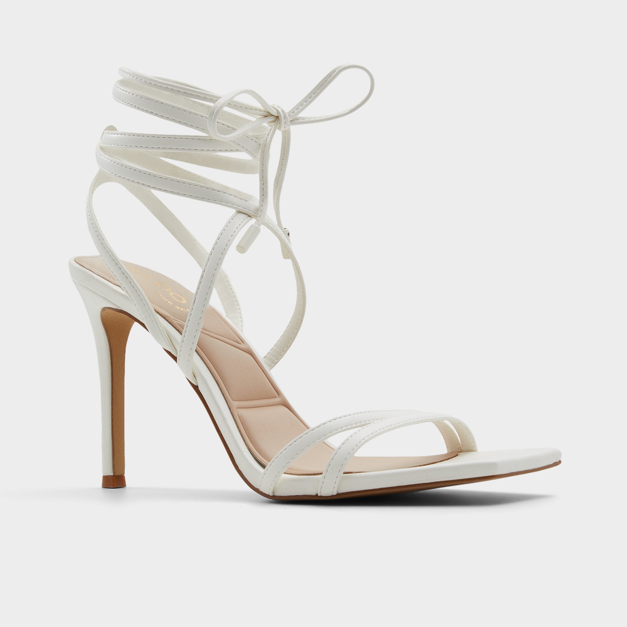 Phaedra in White - Strappy stiletto sandal, Stiletto heel