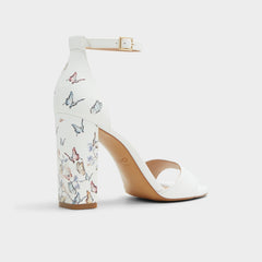 Enaegyn White Multi Women's Strappy sandals - Strappy heeled sandal, Block heel