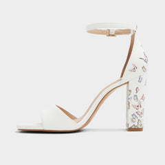 Enaegyn White Multi Women's Strappy sandals - Strappy heeled sandal, Block heel
