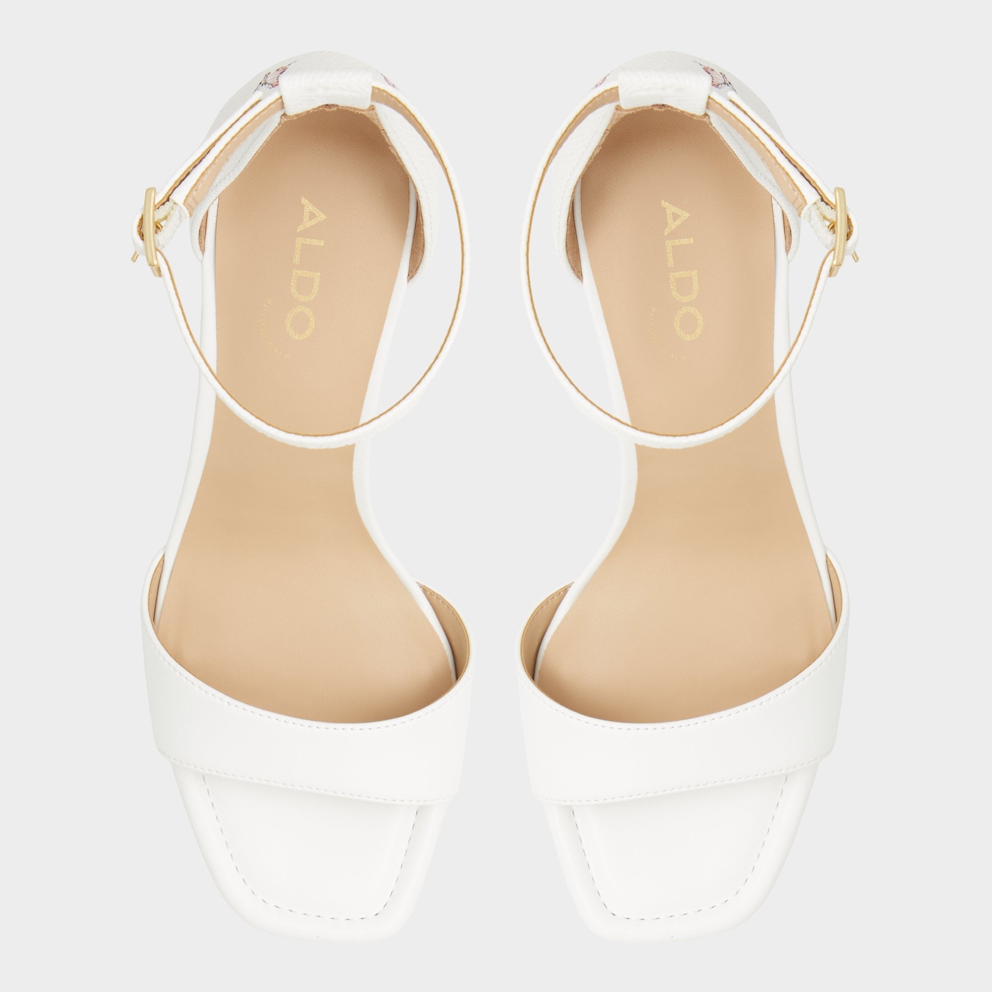 Enaegyn White Multi Women's Strappy sandals - Strappy heeled sandal, Block heel