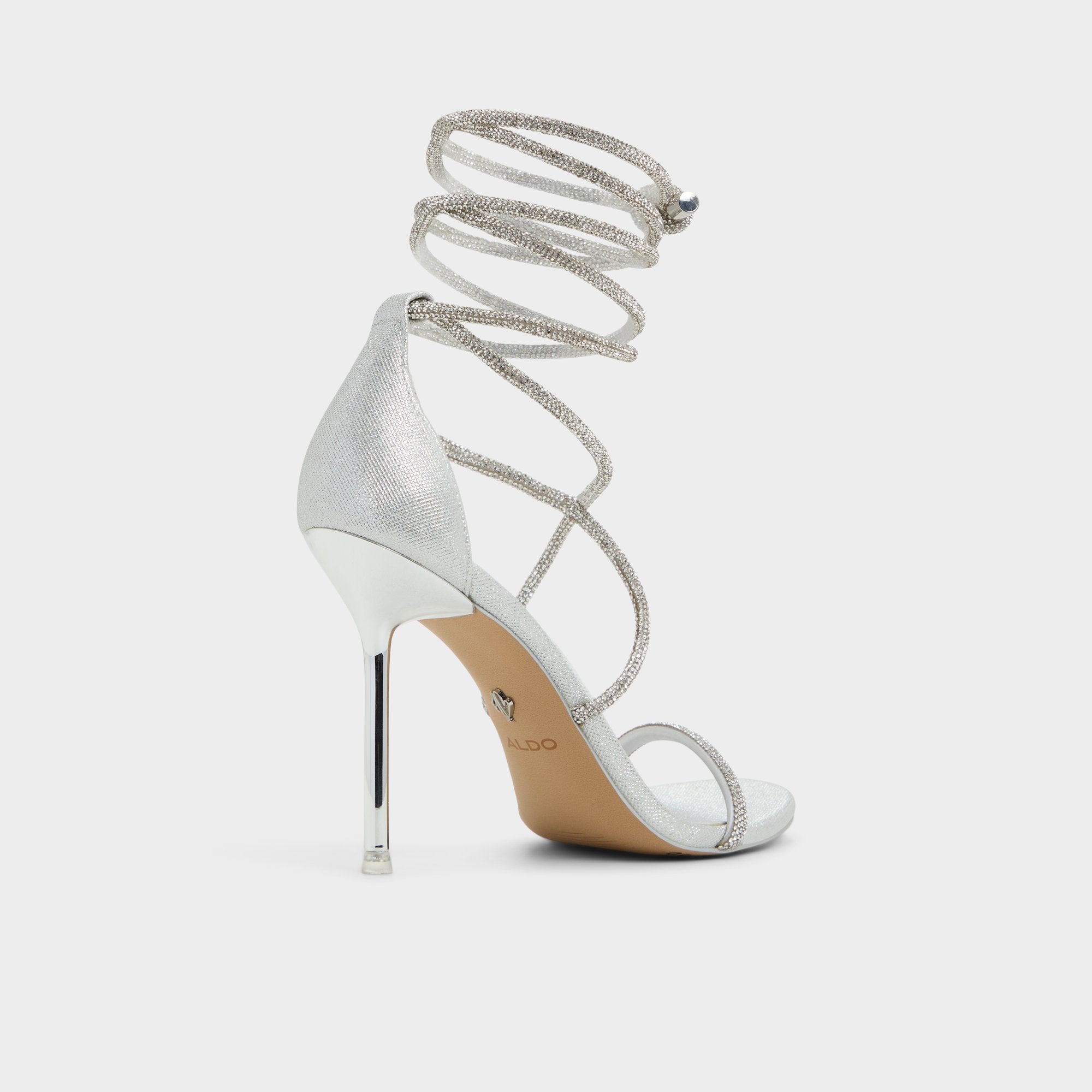Caladonia Silver Women's Iridescent metallics - Strappy heeled sandal, Stiletto heel