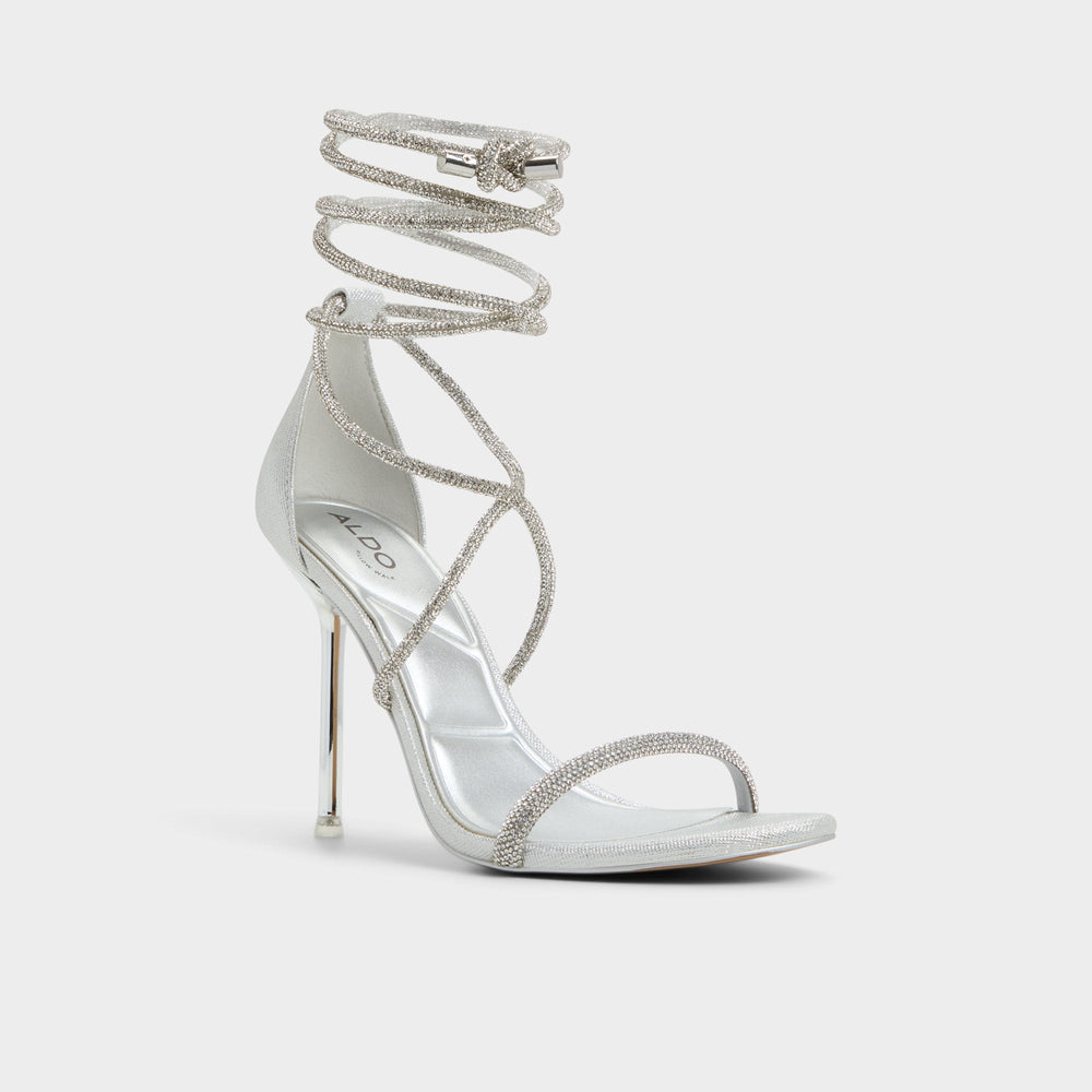 Caladonia Silver Women's Iridescent metallics - Strappy heeled sandal, Stiletto heel