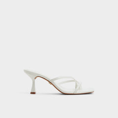 Calypsa White Women's Heeled mules - Strappy heeled sandal, Block heel