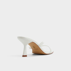 Calypsa White Women's Heeled mules - Strappy heeled sandal, Block heel