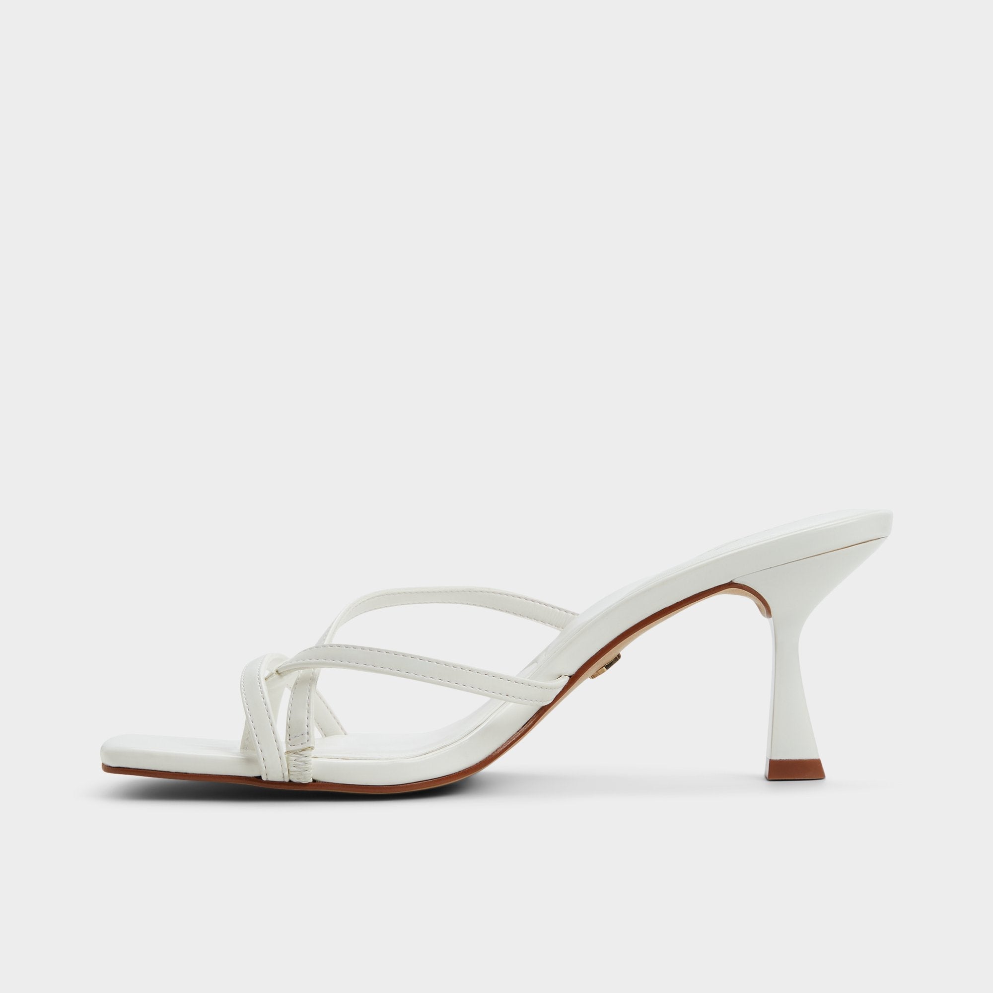 Calypsa White Women's Heeled mules - Strappy heeled sandal, Block heel
