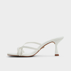 Calypsa White Women's Heeled mules - Strappy heeled sandal, Block heel
