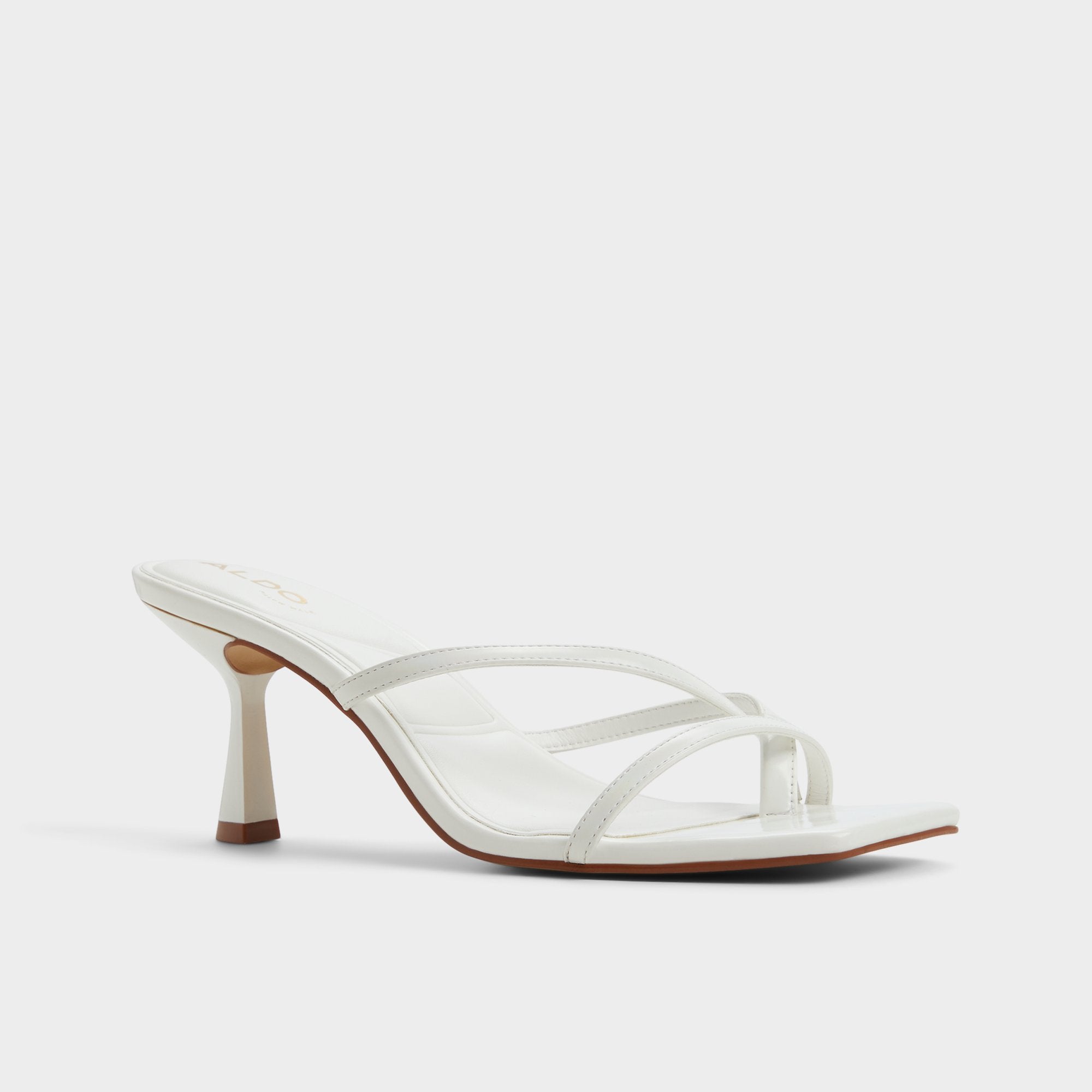 Calypsa White Women's Heeled mules - Strappy heeled sandal, Block heel