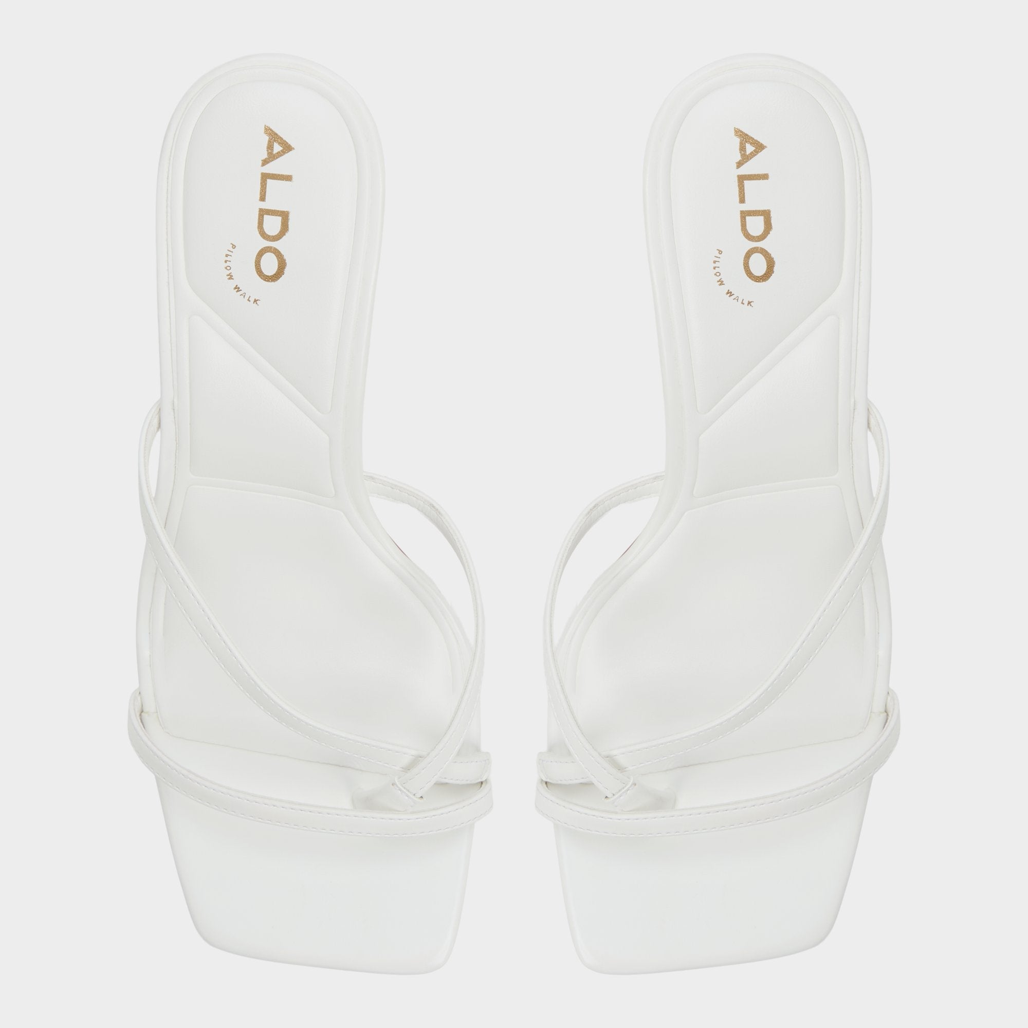 Calypsa White Women's Heeled mules - Strappy heeled sandal, Block heel