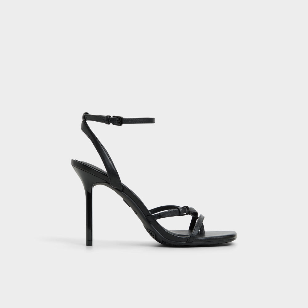 Conney Black Women's Heeled sandals - Strappy heeled sandal, Stiletto heel