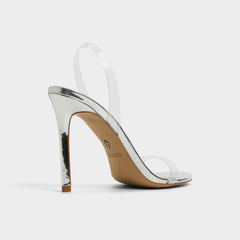 Quinilynn Silver Women's Iridescent metallics - Strappy heeled sandal, Stiletto heel