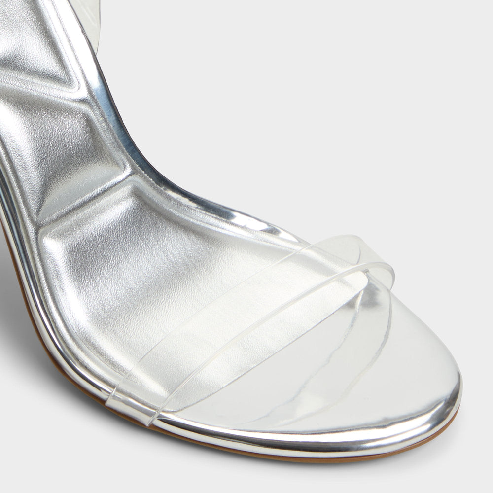 Quinilynn Silver Women's Iridescent metallics - Strappy heeled sandal, Stiletto heel
