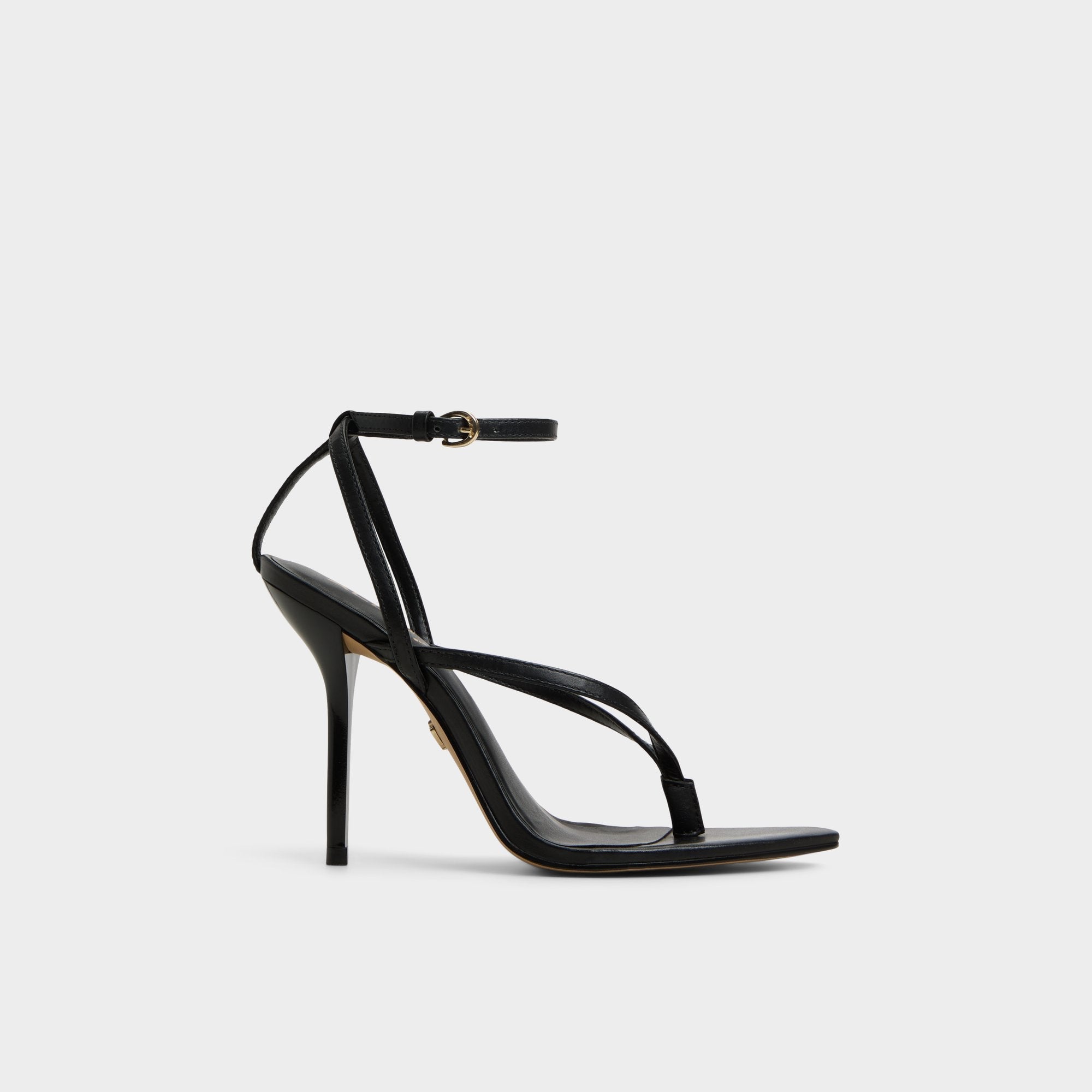 Abyfindley Black Women's Strappy sandals - Heeled flip flop, Stiletto heel