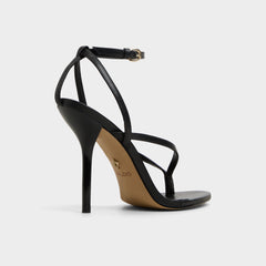 Abyfindley Black Women's Strappy sandals - Heeled flip flop, Stiletto heel