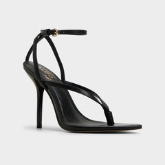 Abyfindley Black Women's Strappy sandals - Heeled flip flop, Stiletto heel