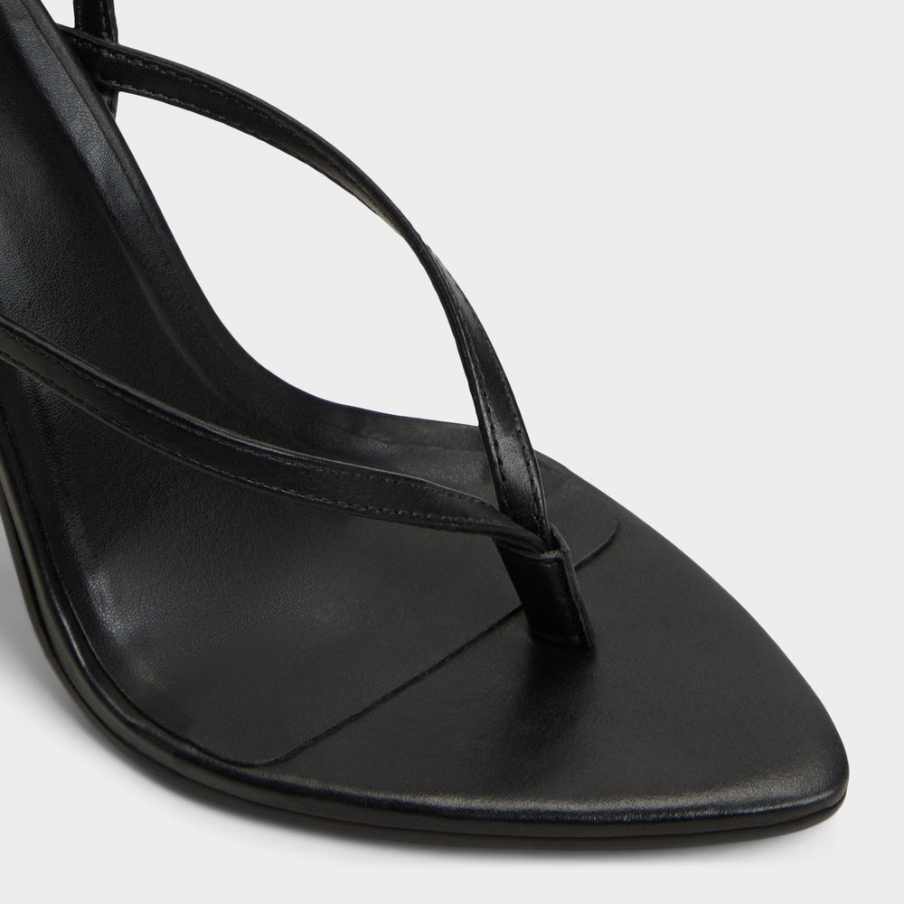 Abyfindley Black Women's Strappy sandals - Heeled flip flop, Stiletto heel