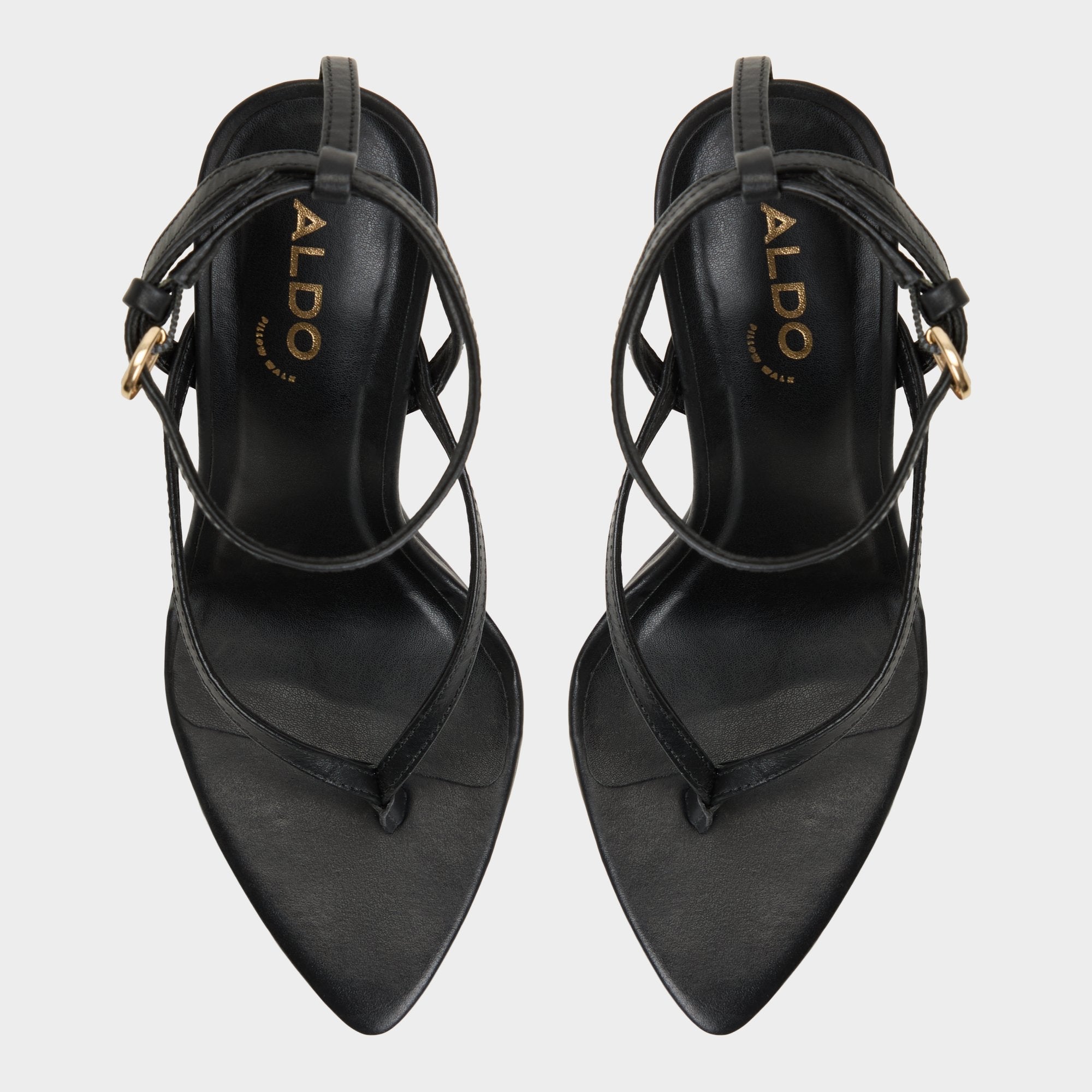 Abyfindley Black Women's Strappy sandals - Heeled flip flop, Stiletto heel