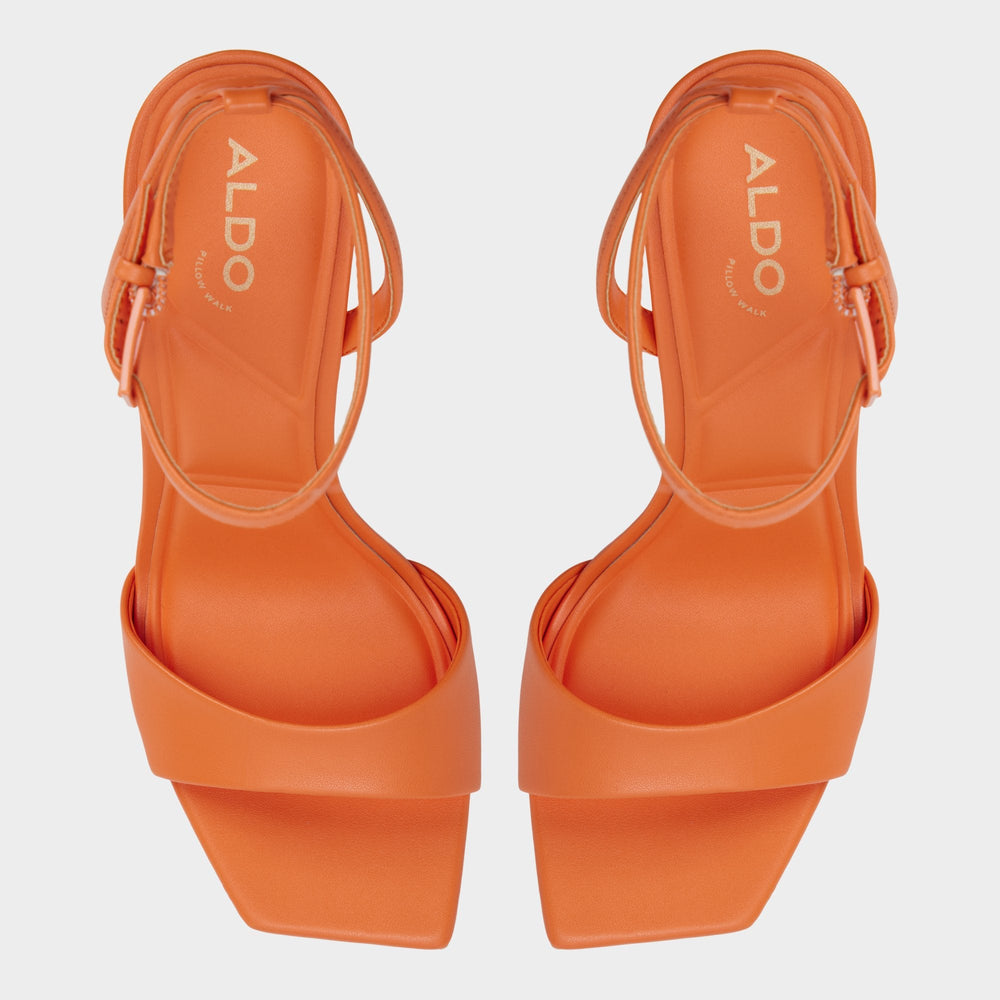 Illustrious Medium Orange Women's Strappy Heels - Strappy heeled sandal, Stiletto heel