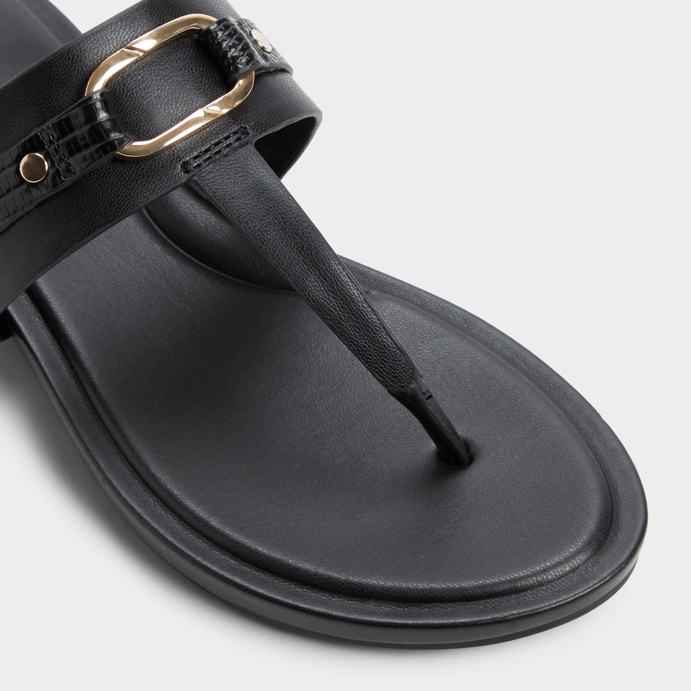 Taylen Black Women's Footbed sandals - T-strap sandal