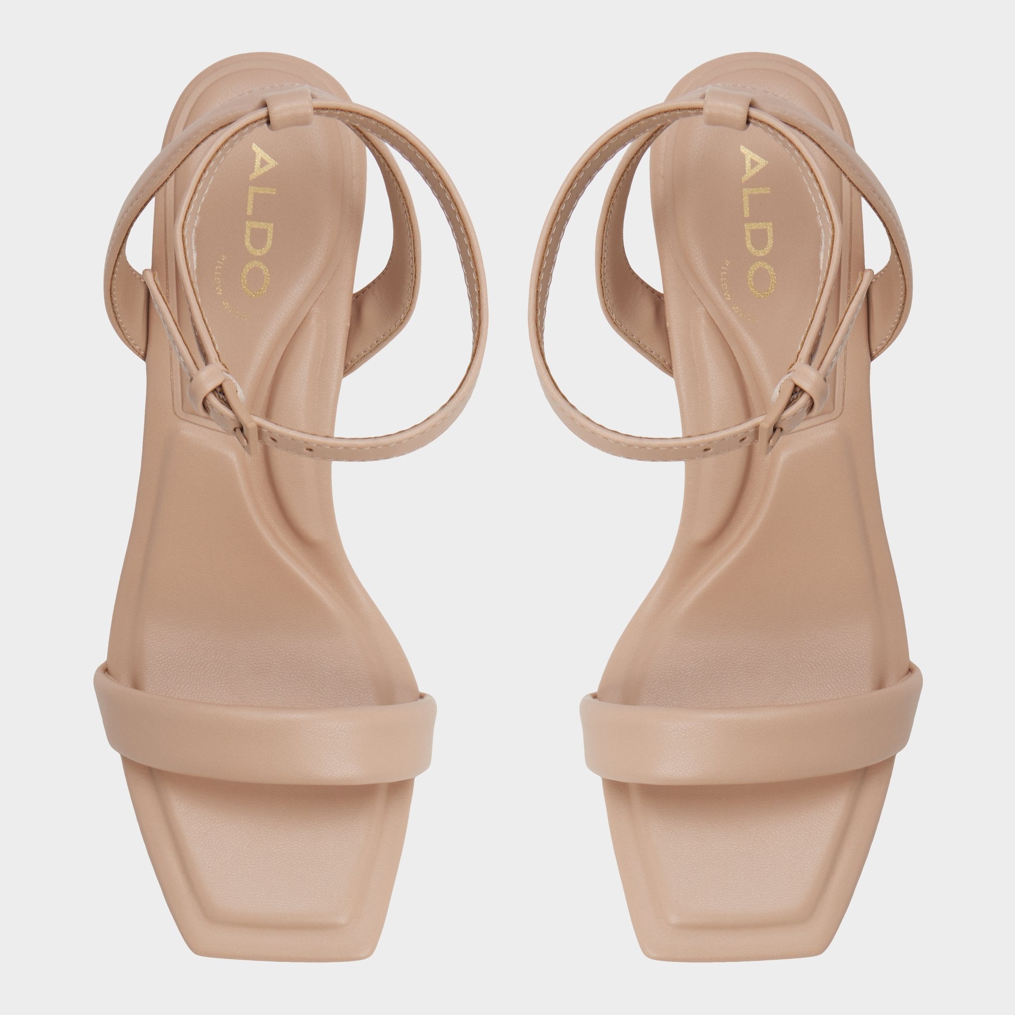Aurorai Bone Women's Strappy sandals - Strappy heeled sandal, Block heel