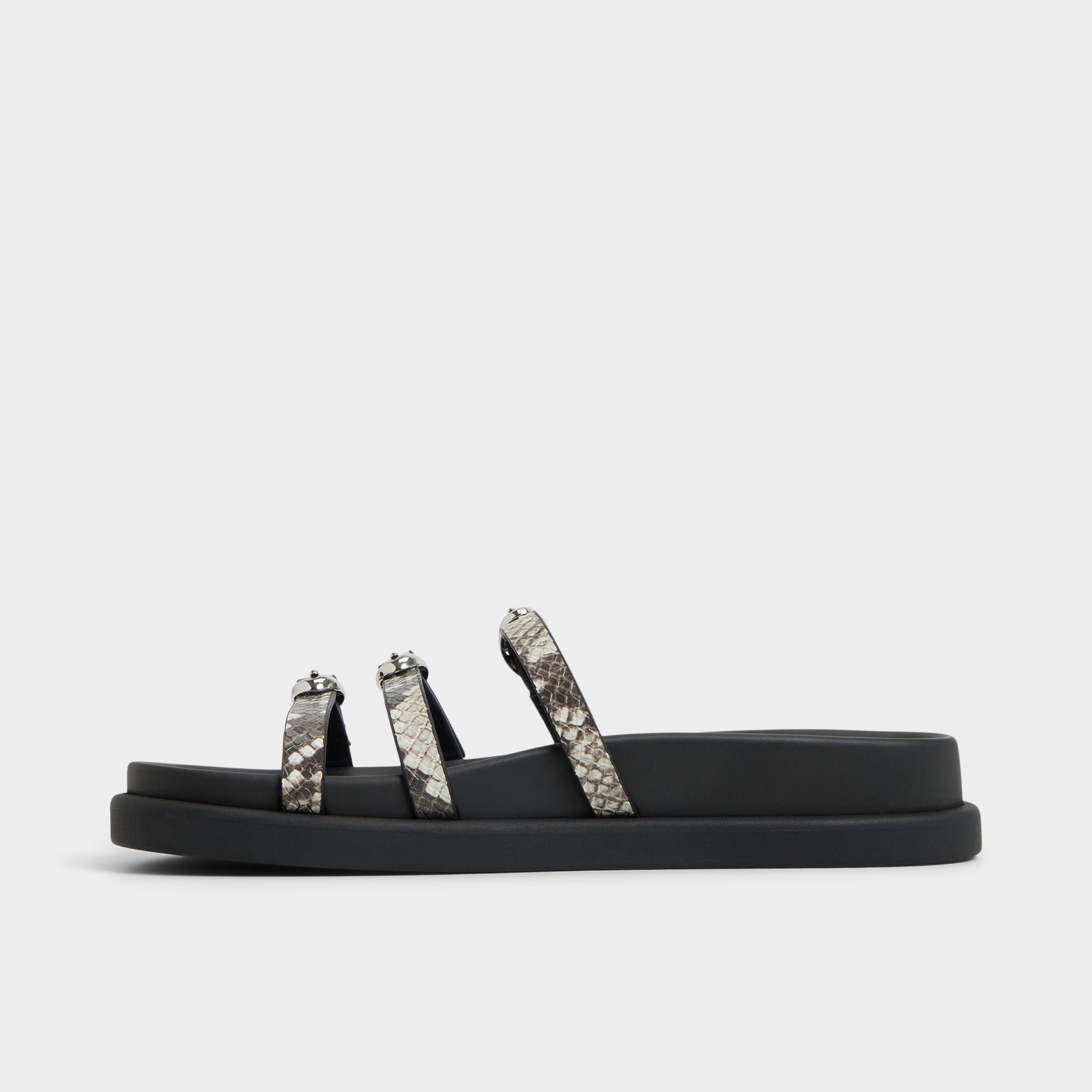 Zephyra White/Black Women's Footbed sandals - Footbed sandal